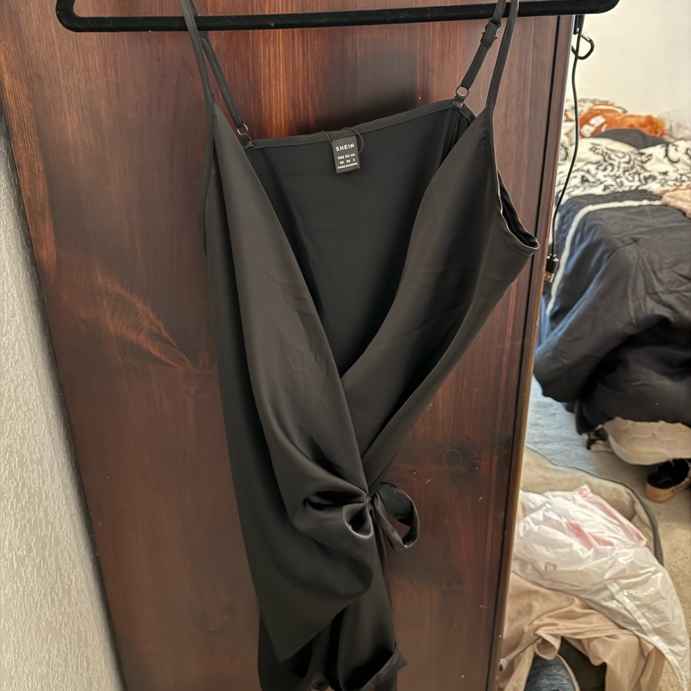 SHEIN Black Satin Dress
